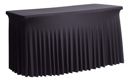 Tektrum 6 ft Long Stretch Spandex Tablecloth/Fit Linen/Fitted Table Skirt(Black) - £28.63 GBP
