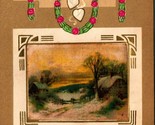Silk Panel Cabin Scene A Happy New Year Embossed 1910 DB Winsch Back Pos... - £3.87 GBP