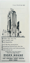 1937 Essex House Hotel New York Advertisement Central Park NYC Vintage E... - $370.00 MXN