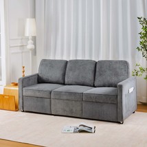 Gray Corduroy Retractable 3-Seater Sofa - $388.99