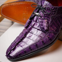 Cancun Genuine Caiman Crocodile Dress Derby's Shoes Purple image 13