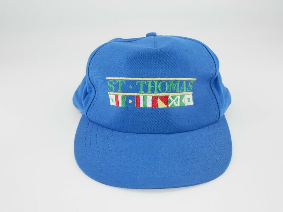 Primary image for Vintage Adjust-a-hat St. Thomas Hat Snap Back Embroidered Blue