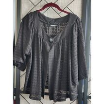 Avenue Black Lace Open Front Cardigan Sweater 18 20 - $15.84