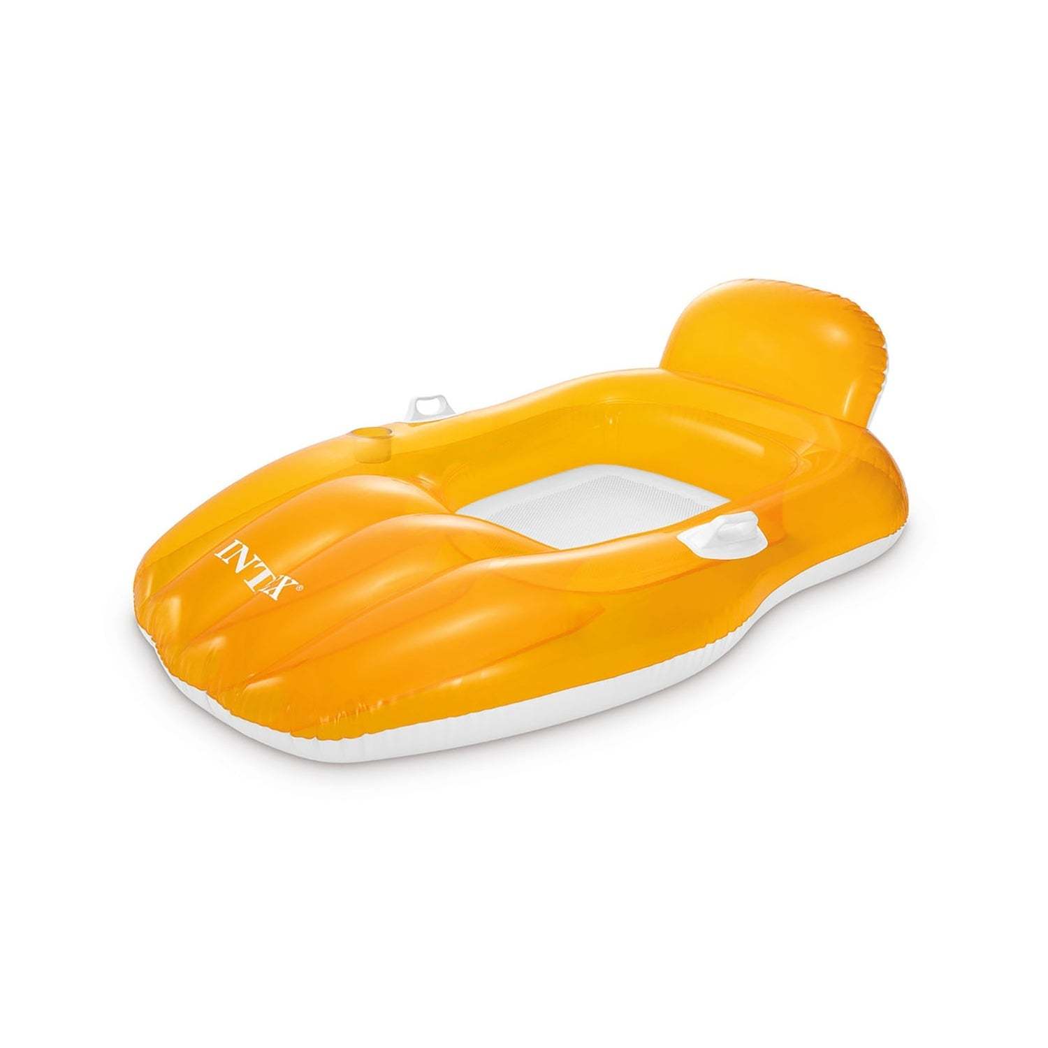 Intex - Inflatable Pool Chair, 64'' x 41'', Integrated Cup Holder, Orange - $36.97