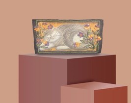 E Smithson Resin Wall Plaque 3D Cat Folk Art Sleeping Kitty Garden Flowe... - $23.76