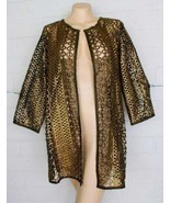 NWT Chico&#39;s Travelers 2 Large 12 14 Gold Foiled Tuscan Olive Lace Jacket - $47.52