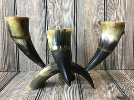 Vintage Genuine 5 Ox-Horn  Candle Holder Stand - RARE - £82.32 GBP