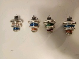 Lot of 4 Vintage Shiny Brite Glass Lantern Tornado UFO Christmas Tree Or... - $36.19