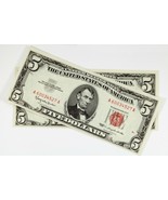 Lot of 2 Consecutive 1963 Red Seal United States Notes Choice to Gem BU - $2,207.06 MXN