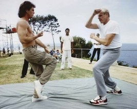 Lethal Weapon on set fist fight practice Mel Gibson &amp; Gary Busey 8x10 inch photo - £7.62 GBP