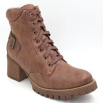 Carlos Santana Women Block Heel Combat Boots Gibson Size US 9.5 Tan Faux Leather - £32.15 GBP