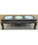 Antique Chinese Black Lacquer Coffee Table with Cloisonne Medallions Gla... - $1,756.02 CAD