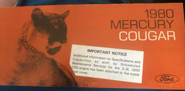1980 Mercury Cougar Owner Guida, Manuale Con Update - $8.67