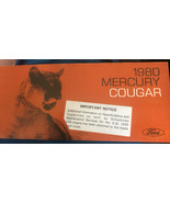 1980 Mercury Cougar Owner Guida, Manuale Con Update - $11.77 CAD