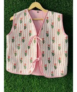 Indian Cotton Quilted Handmade Jacket Womens Block Printed Boho Style Wo... - $43.35 CAD+