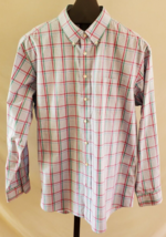 Jos A Bank Blue Black Red Green &amp; White Plaid Button Down Shirt XL Tailo... - $19.79