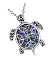 Sea Turtle Necklace with Abalone Sterling Silver Turtle - £86.48 GBP