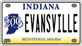 Evansville Indiana Bicentennial Novelty Mini Metal License Plate Tag - £11.74 GBP