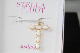 Stella &amp; Dot Charm (new) GOLD MOMENTO OPAL STONE LETTERS - T - C913GT - £19.60 GBP