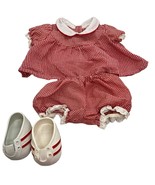 Cabbage Patch Kids Red White Checkered Dress With Bloomers Outfit &amp; Shoes - £33.77 GBP