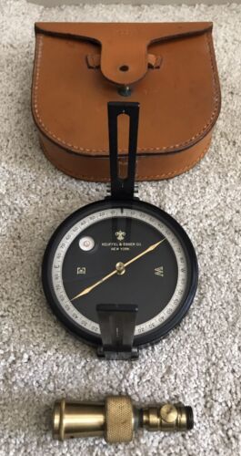 Vintage Keuffel & Esser Co. Compass w/ Leather Bag and Mount - New York - $148.45