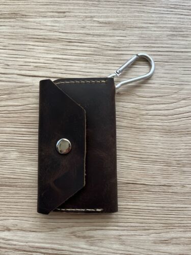 Primary image for Brown Genuine Leather Key Case Keyring Wallet with Hiking Hook NEW