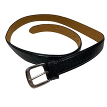 Vintage Leather Belt Size 38-40 Black Fan-Shaped Design - £11.32 GBP