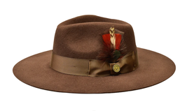 Mens Hat By BRUNO CAPELO Australian Wool Wide Brim Fedora Duke DU721 Brown - $81.00