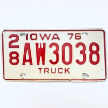 1976 United States Iowa Delaware County Truck License Plate 28 AW3038 - $16.36 CAD