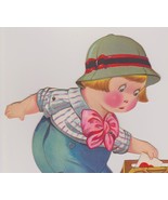 MECHANICAL Antique U/S C. Twelvetrees Boy Putting a Valentine Card in a Bag - $45.00