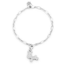 Rudy 0.25ct CZ Rhodium Reindeer Charm Bracelet - $34.49