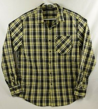 Sean John Mens Button Down Pocket Black and Yellow Plaid Shirt Tailored ... - £20.29 GBP