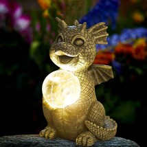 Garden Dragon Statue Solar Powered Led Lights- Adorable Dragon Decoration with G - £39.16 GBP