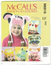 McCall&#39;s 6616 Children&#39;s Animal Hats With Ears Pattern One Size Uncut - $7.83