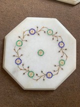 12&quot;Handmade Marble Table Top with Real Gemstone Inlay Work - $580.00