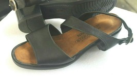 NAOT Sz 37 US 6 Women&#39;s Shoe Leather Open Toe Ankle Strap Black  - £23.68 GBP