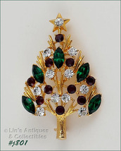 Signed Eisenberg Ice Christmas Tree Pin (#J801) - £55.75 GBP