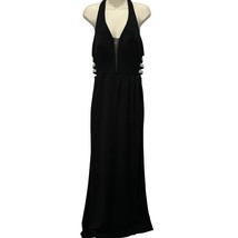 Vintage Xtraordinary Halter Maxi Dress Black Juniors 9 Beaded Side Cutou... - £45.88 GBP