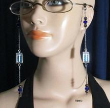 Dr Who Eyeglasses Chain Blue Police Phone Box Time Travel Handmade OrrWhatDesign - £23.18 GBP+