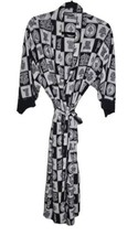 Miss Dior L/XL Black and White Longline Silky Robe Vintage 90&#39;s Lace Tri... - £70.61 GBP