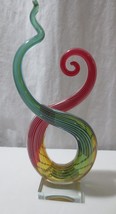 Hand Blown Murano Glassware Art Glass Fused Sculpture Swirl twist 13&quot; - £74.68 GBP