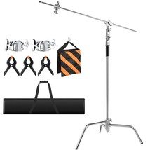 C Stand With Boom Arm Heavy Duty Light Stand 10.8Ft/330Cm 100% Stainless... - £178.55 GBP