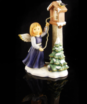 Vintage GOEBEL Angel - 7 1/2&quot; porcelain  Figurine little girl with bell tower an - £58.99 GBP