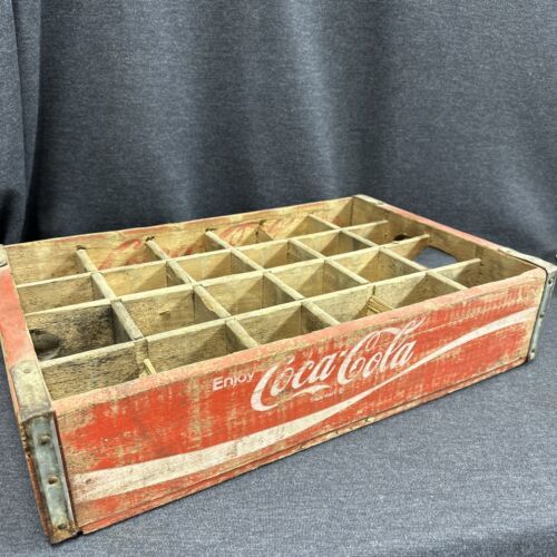 Primary image for Vtg Wood Crate Red Coca-Cola 24 Bottle Caddy Carrier 1970 Chattanooga TN Slats