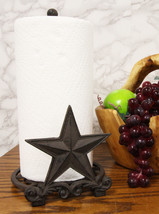 Metal Vintage Rustic Western Star &amp; Scroll Art Paper Towel Holder Displa... - $28.99