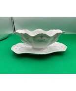 Tirschenreuth Baroness FLEUR DE LIS BLUE Gravyboat &amp; Underplate Germany - $64.99