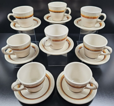 8 Syracuse China Palomino Cup Saucer Set Vintage Restaurant Ware Retro Dish Lot - £78.87 GBP