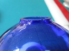 Kugel large 4 1/2&quot; Christmas ornament hand blown glass clear blue color no top - £39.56 GBP