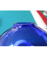 Kugel large 4 1/2&quot; Christmas ornament hand blown glass clear blue color ... - $58.20 CAD
