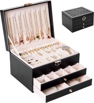 Black Zumier Vintage Jewelry Organizer Box With Three Layers Of Drawers For - £35.89 GBP